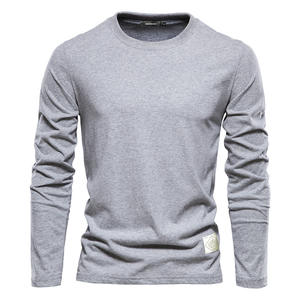 Maglietta <span class=keywords><strong>Slim</strong></span> <span class=keywords><strong>Fit</strong></span> da <span class=keywords><strong>uomo</strong></span> a maniche lunghe 100% cotone tinta unita nuova tendenza Casual sport abbigliamento rotondo collo rotondo luce all'ingrosso - Product Image 4