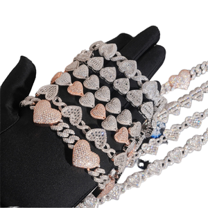 Nuevas cadenas cubanas con eslabones de corazón, moissanita GRA VVS, plata 925, joyería fina de hip hop, collar unisex certificado. - Product Image 1