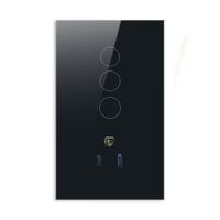 Interrupteur intelligent US Zigbee, application Smart Life, Alexa, interrupteur en verre 1/2/3 voies + prise 110v 240v Alexa