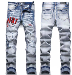 Jeans de Mezclilla para Hombre al por Mayor, Primavera Verano Y2K, Rotos, Estilo Urbano, Vintage, Bordados, Gran Venta - Product Image 1