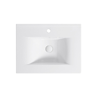 Lavabo Moderno de Cerámica Blanca Rectangular con Borde Delgado, de un Solo Orificio, para Baño de Hotel y Villa, Montado en Encimera, Fácil de Limpiar