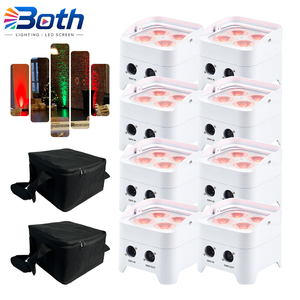 8pcs with 2 bags Rechargeable Mini LED Uplight 4x18W RGBWA+UV <b>Wireless</b> DMX Par <b>Light</b> for Wedding and Events - Product Image 1