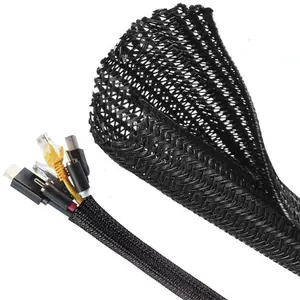 Black Spiral Wrapping Flexible geflochtene Kabel führungs hülsen Kabels chutz Drahtwebstuhl-Schlauch kabel hülse