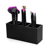 Acrylique clair 3 fentes maquillage brosse organisateur pinceaux cosmétiques stockage crayon porte-stylo vanité bureau accessoires pour bureau à domicile