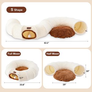 Cama Túnel para Gatos Zomisia, Redonda, con Almohada Extraíble, Color Gris Claro, 4 Orificios, Antiaburrimiento, Interactiva - Product Image 2