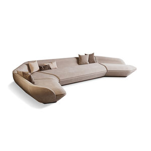 أريكة كبيرة فاخرة مضيئة من القماش ذات مظهر منحني أريكة من الجلد الأصلي غير منتظمة الأطراف أريكة كبيرة للمنزل أثاث غرفة المعيشة - Product Image 1