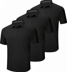 Camisa de Hombre de Color Sólido, de Poliéster, Manga Corta, Secado Rápido, Transpirable, con Botones, Estilo Golf, Higroscópica - Product Image 1