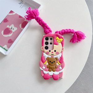 <span class=keywords><strong>Coque</strong></span> <span class=keywords><strong>de</strong></span> <span class=keywords><strong>téléphone</strong></span> en silicone mignonne et protectrice avec motif ours et tresses 3D pour <span class=keywords><strong>Samsung</strong></span> Galaxy S26 Ultra S25 S23 A57 A56 - Product Image 2