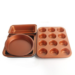 <b>Baking</b> Pan <b>Set</b> 5 Piece Non Stick Cake Mold Muffin <b>Tray</b> Pizza Pan Toast Mold Carbon Steel Bakeware - Product Image 2