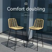 Chaise de balcon en rotin à dossier haut et au design moderne personnalisé avec table d'extérieur en fer pour hôtel, bar, restaurant, salle de sport