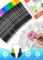 Marqueurs pour tissus HUA, ensemble de 24 couleurs, encre permanente, marqueurs artistiques pour écrire, peindre sur les vêtements et la lessive, pour l'art sur tissu