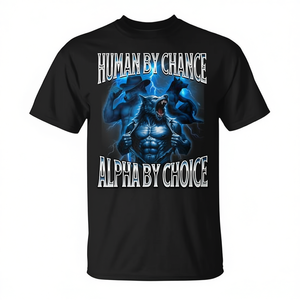 Camiseta con meme de lobo Human By Chance Alpha By Choice - Product Image 2