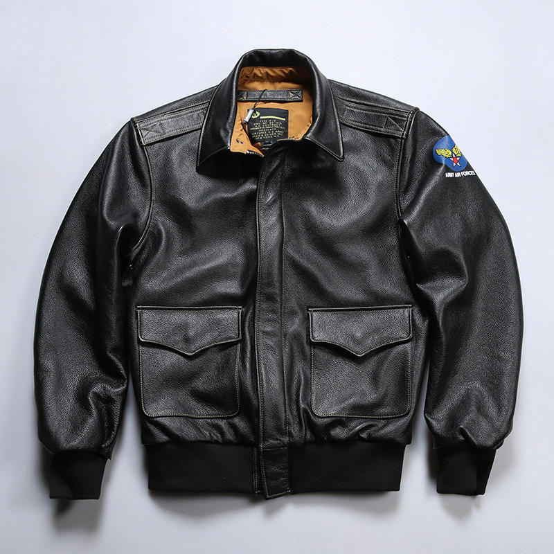 ジャケット・アウター 80s90s vintage A-2 A2 black leather JKT High Quality A2 Leather Jackets for Men - Vintage Style 80s90s
