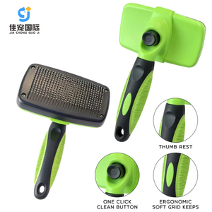 Wholesale Eco-Friendly Plastic Stainless Steel TPR Needle Cat & Dog <b>Hair</b> Comb with <b>Massage</b> <b>Brush</b> and One-Key <b>Hair</b> Removal - Product Image 1