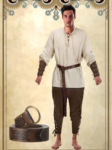 Ensemble <span class=keywords><strong>de</strong></span> costume Renaissance pour homme, chemise <span class=keywords><strong>de</strong></span> pirate médiévale, pantalon à bas resserrés, ceinture viking, accessoires, <span class=keywords><strong>tenue</strong></span> <span class=keywords><strong>de</strong></span> cosplay d'Halloween - Product Image 5