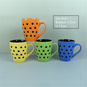 Tasse à café en céramique, avec points peints à la main, accessoire pour le thé <span class=keywords><strong>mocha</strong></span>, en porcelaine imprimé, 12 oz, nouveauté - Product Image 2