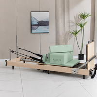 Reformer Pilates Portable et Pliable en Bois d'Érable Premium, Réglable, Écologique, Qualité Commerciale, Lit Silencieux pour Studios de Boutique