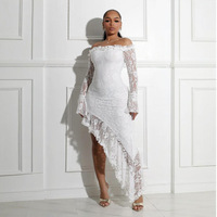 Robe sans bretelles de style européen et américain, similaire à une robe asymétrique, robe longue unie pour femmes
