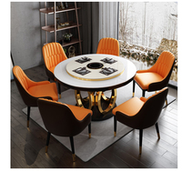 Ausziehbarer Drehteller Esszimmer Design Moderner Edelstahlfuß Runder Marmorplatte Esstisch