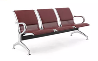 Chaise d'attente moderne en acier inoxydable 3 places pour aéroport, hôpital, banque et centre commercial