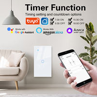 SIXWGH 120 Interrupteur mural tactile intelligent Tuya WiFi 4 gangs robuste avec contrôle vocal via l'application Tuya et panneau en verre trempé pour Alexa Google Home