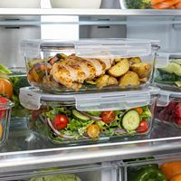 5 x 1040ml glazen voedselcontainers met deksels - voedselbewaarboxen luchtdicht & stapelbaar, vaatwasser-, vriezer- & magnetronbestendig