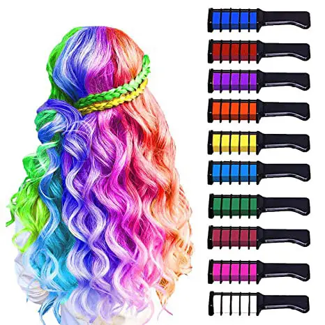 New Hair Chalk Comb Temporary Bright Hair Color Dye for Girls Kids, Washable Hair Chalk for Girls Age 4 5 6 7 Birthday Party