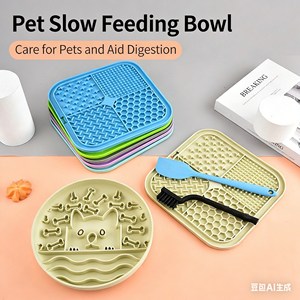 Bol de léchage pour animaux de compagnie avec logo personnalisé, couleurs au choix, mangeoire lente, tapis de léchage à ventouse, tapis de léchage pour chien et chat, motif dessin animé, bol de léchage - Product Image 3