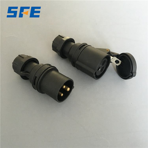 Ổ cắm và phích cắm công nghiệp màu đen công nghệ sự kiện, chống bụi IP44, 3 chân, 16A, 250V, tiêu chuẩn IEC60309 - Product Image 1