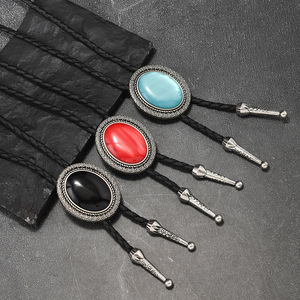 Corbata Bolo Vaquera Occidental Vintage Elegante de Piedra Negra con Colgante de Cuero, Joyería de Corbata Occidental para Hombres y Mujeres, Accesorios - Product Image 2