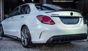 Diffuseur de pare-chocs arrière en fibre de carbone de style AMG 2PCS pour Mercedes Benz W205 Classe C C300 C43 <span class=keywords><strong>C63s</strong></span> Sedan <span class=keywords><strong>2015</strong></span> + Kit carrosserie séparateur arrière - Product Image 3