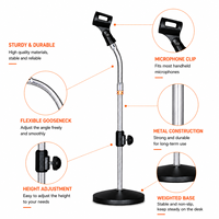 Support de microphone de bureau réglable IB-30A avec base ronde lourde pour conférences, scène et studio d'enregistrement