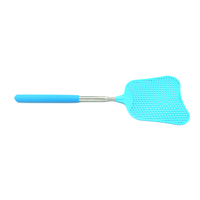 Échantillon gratuit, raquette à mouches en plastique à manche télescopique manuel, vente en gros de raquette à mouches pour la maison