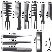 Ensemble de peignes professionnels pour coiffure, peignes à cheveux en plastique avec pinces à cheveux alligator, kit d'outils de coiffure pour salon