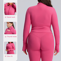 Haut de sport à manches longues zippé Roregal pour femme, coupe ajustée, séchage rapide, grande taille, pour entraînement et yoga, collection automne/hiver