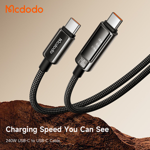 Cable USB-C <span class=keywords><strong>a</strong></span> USB-C PD Mcdodo 888/890 de 240W con Pantalla Digital OLED para Monitoreo de Potencia/Voltaje/Corriente, Carga Rápida de 5A, Carcasa de Aleación de Zinc - Product Image 2