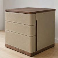 Table de chevet moderne faite à la main, écologique, à 3 tiroirs, avec plateau en bois foncé, revêtement Pebble, fermeture douce, en bois massif multicouche, pour salle à manger