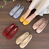 Mocassins plats pour femmes, style féerique vintage, en maille, à enfiler, à bout ouvert, couleur unie, nouvelle collection été, rehaussant la silhouette