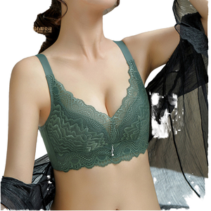 Ultra-Thin Satin Bra <b>Sexy</b> Adjustable Side Breasted Crystal Cup <b>Underwear</b> Breathable and Light Control Without Rims - Product Image 4