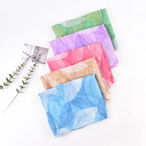 Autumn/Winter New Leaf Printed Balinese Yarn Printed Scarf Women's Breathable Lightweight Scarf Long Classic Shawl