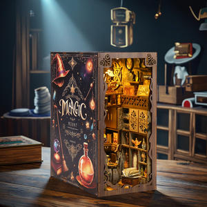 Mini maison <span class=keywords><strong>de</strong></span> poupée, coin lecture, bureau <span class=keywords><strong>de</strong></span> sorcier, modèle <span class=keywords><strong>de</strong></span> puzzle en bois 3D avec flacons <span class=keywords><strong>de</strong></span> potion et baguette magique - Product Image 3