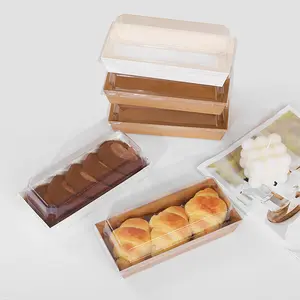 Custom bianco pasticceria pasticceria scatole di carta per dolci trasparente scatola di biscotti Sandwich con coperchio trasparente in Pvc finestra