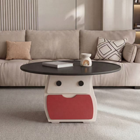 Table basse ronde de style moderne, convertible, en bois massif, avec rangement, pour salon, meubles de maison contemporains