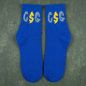 Calcetines de Jacquard Azules con Logotipo CSG, Calcetines Deportivos Casuales de Punto, Absorbentes de Sudor, Clase 1, Compresión, Spandex/Poliéster/Algodón - Product Image 1