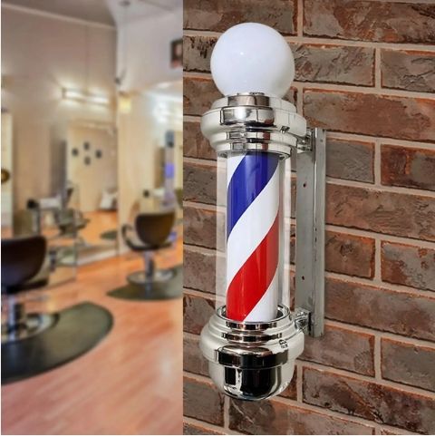 Barber Shop Pole Rotating LED Light 22.8 Inch Hair Salon Outdoor