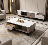 Ensemble Table Basse et Meuble TV de Luxe Personnalisé, Design Simple, Meubles de Salon avec Rangement, Prix de Gros, Matériau MDF