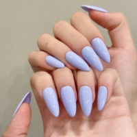 Diseño #830 Alta calidad Almendra Color sólido Prensa hecha a mano en las uñas Lujo 10PCs Púrpura Acrílico Prensa Ons Arte de uñas artificiales
