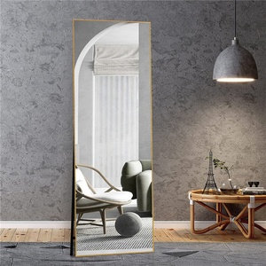Espejo de pie de cuerpo entero grande con marco de metal dorado, tamaño personalizado, para pared, venta al por mayor - Product Image 3