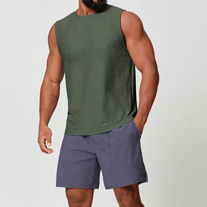 Camiseta sin mangas para hombre, ropa deportiva, fitness, camiseta sin mangas de color sólido, chaleco de entrenamiento para gimnasio - Product Image 2