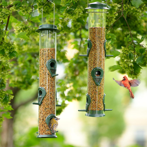Mangeoire à oiseaux moderne et luxueuse à 6 ports, mangeoire à graines pour oiseaux sauvages, suspendue, pour jardin extérieur, résistante aux écureuils, résistante aux intempéries, 5L, 6 points d'alimentation - Product Image 1